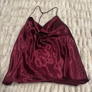 NWOT Express Elegant Burgundy Satin Cami Top Size XLarge